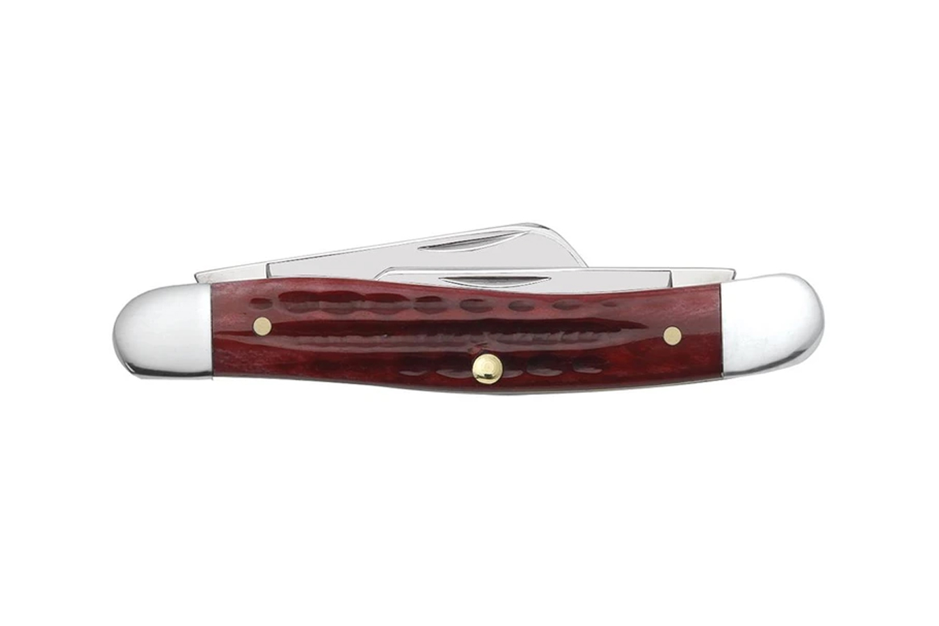 Wrcase Pocket Worn Old Red Bone Corn Cob Jig, Medium Stockman, Folding Knife